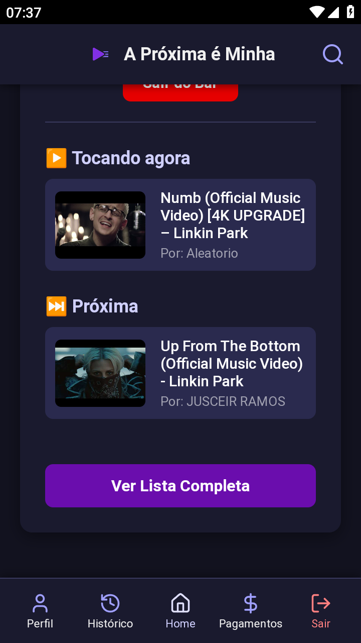 Tela de busca de música do App Apem